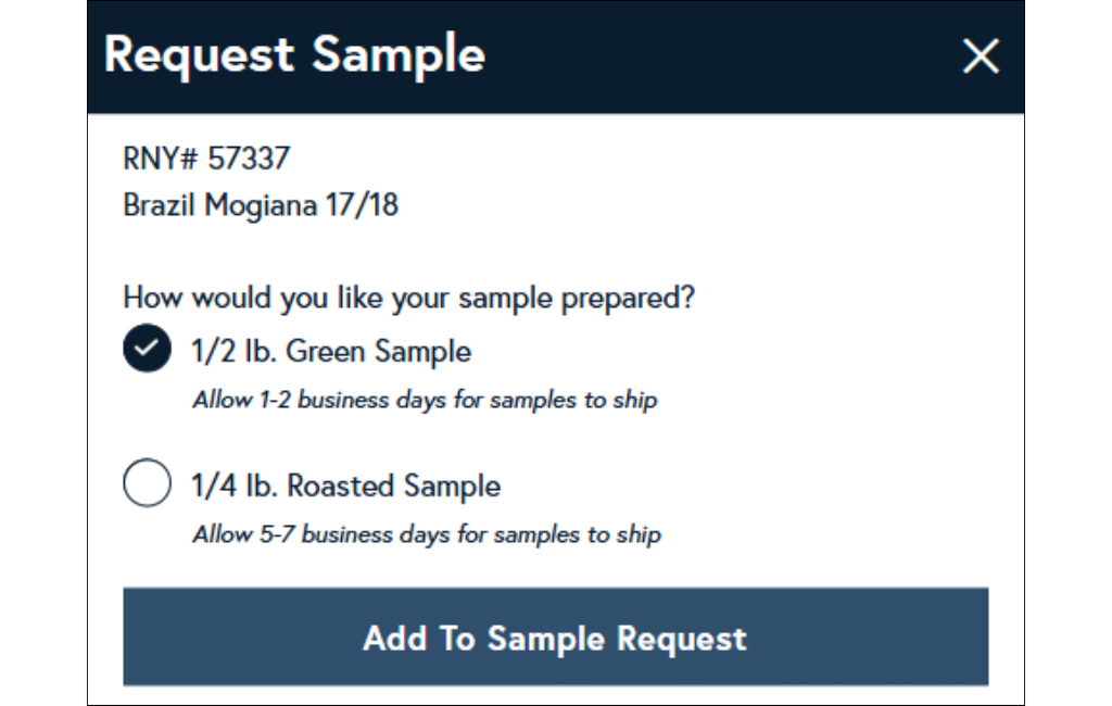 coffee sample request type