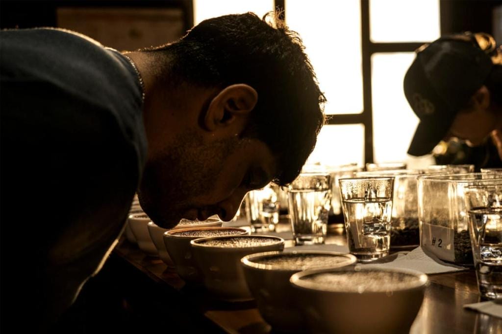 Mike Romagnino beginning a specialty coffee cupping in Costa Rica