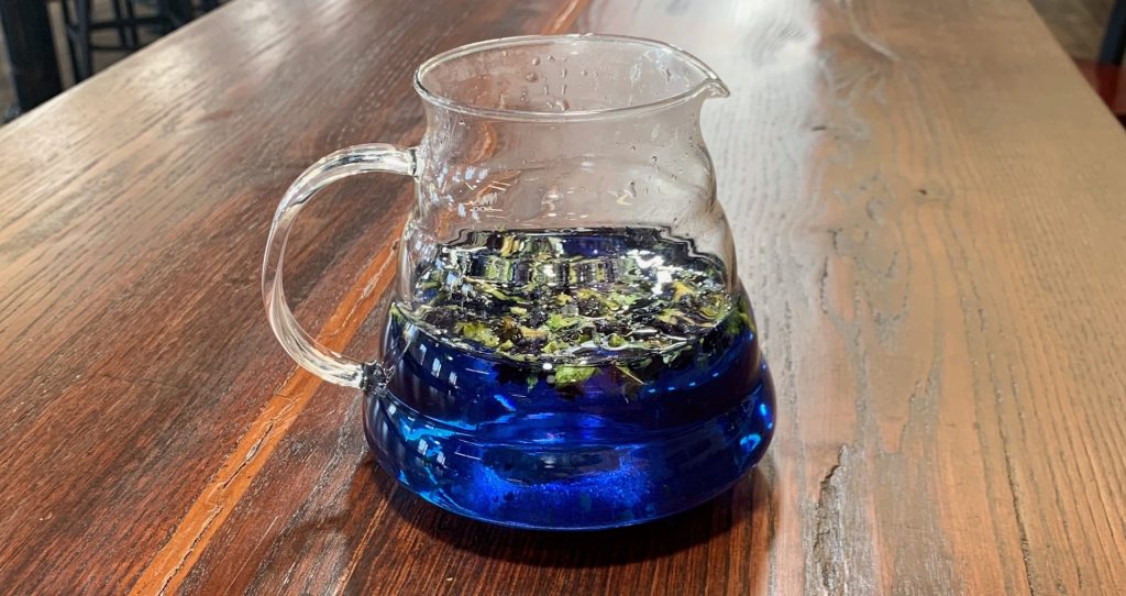 Butterfly pea flower specialty tea steeping