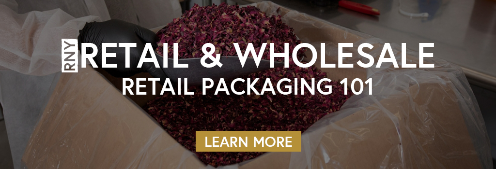 loose leaf tea in background with white text over that says retail packaging 101