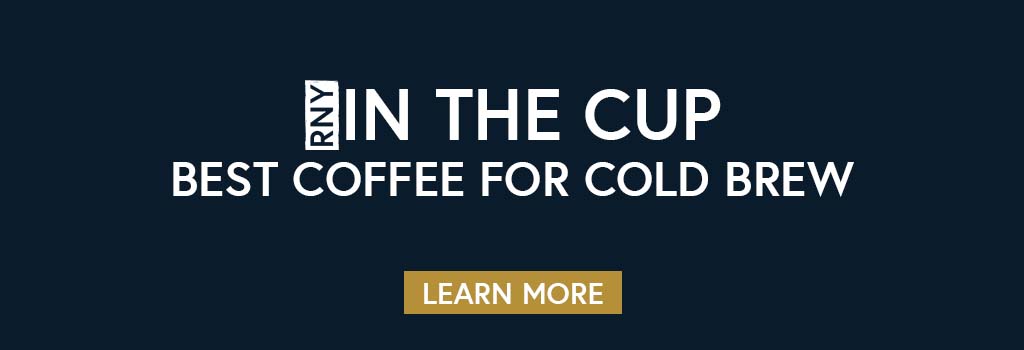 navy background with white text saying best coffee fro cold brew