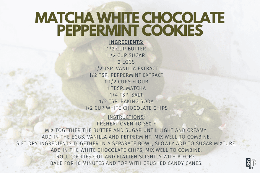 organic matcha white chocolate peppermint cookies