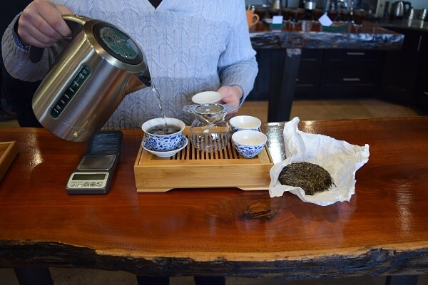 puer tea being brewed gongfu style at Royal Tea New York