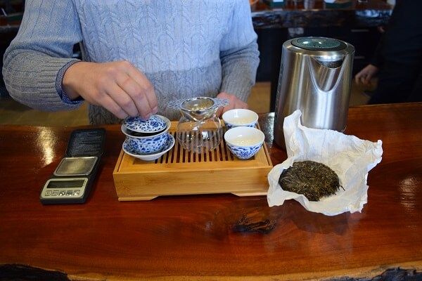 puer tea being brewed gongfu style at Royal Tea New York
