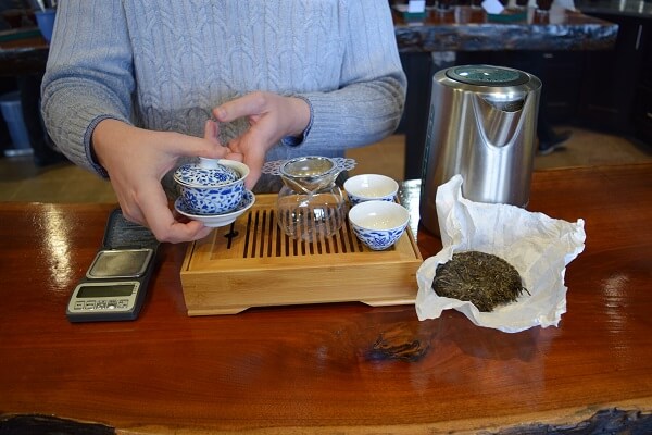 puer tea being brewed gongfu style at Royal Tea New York