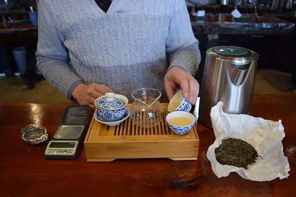 puer tea being brewed gongfu style at Royal Tea New York