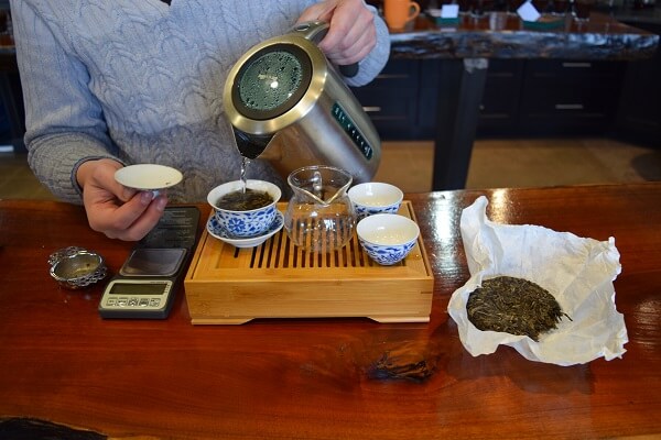 puer tea being brewed gongfu style at Royal Tea New York