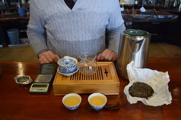puer tea being brewed gongfu style at Royal Tea New York