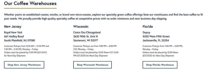 RNY warehouse ordering cutoff times