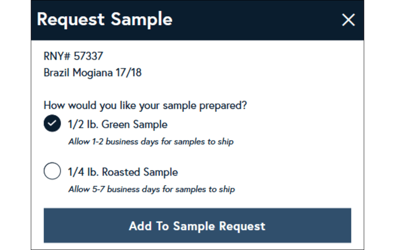 coffee sample request type