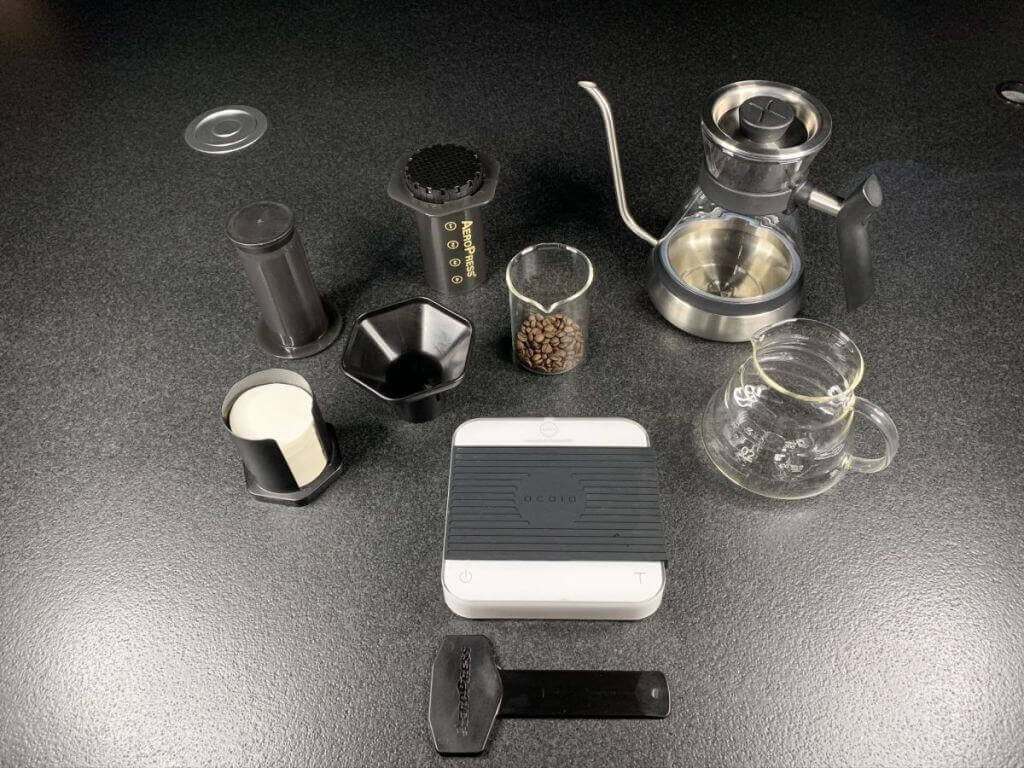 coffee brewing setup at Royal New York