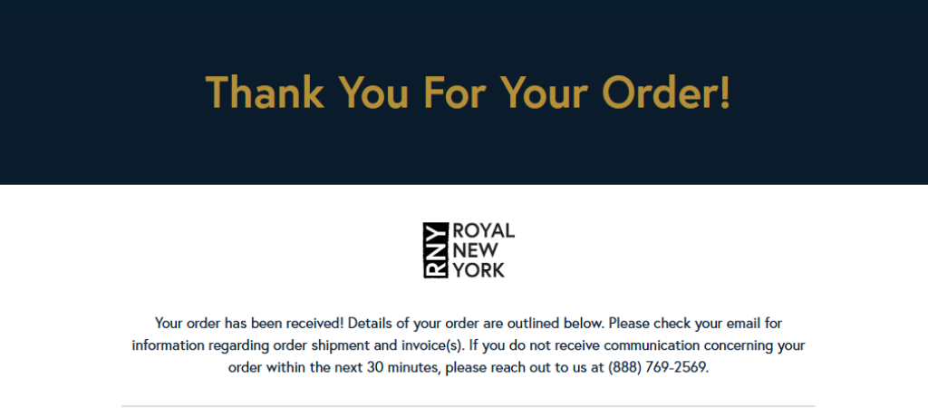 thank you for placing your order