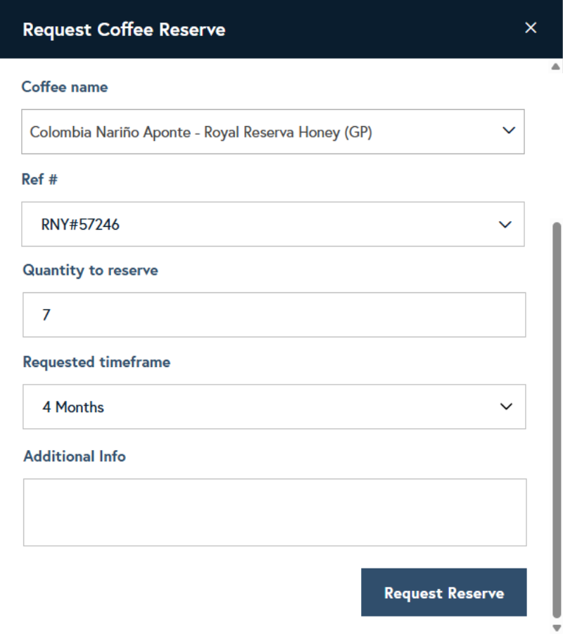 request coffee reserve form