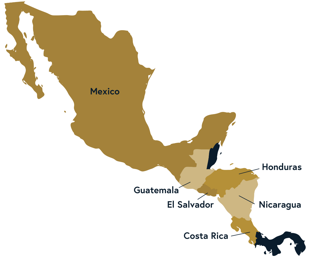 map of mexico and central america