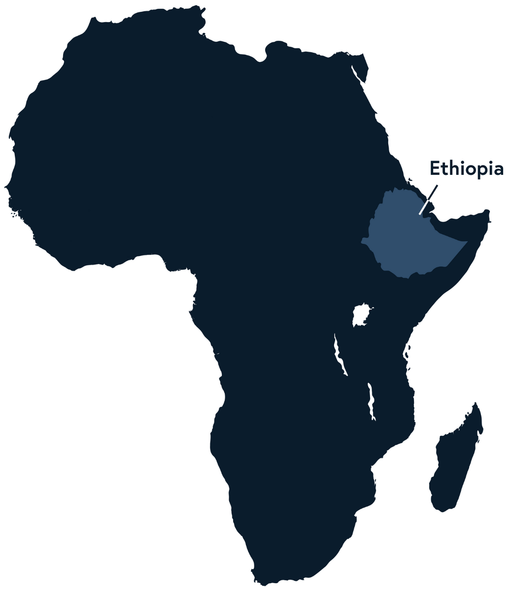 ethiopia highlighted on map of africa