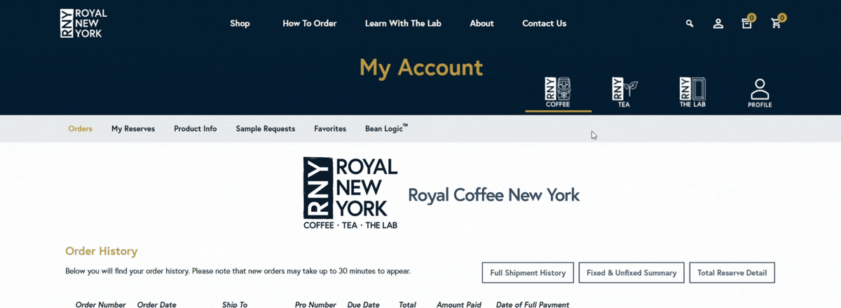 New profile tab in your Royal New York account.