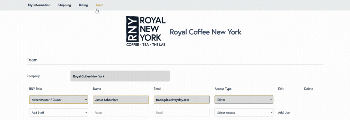Managing your team from your profile.